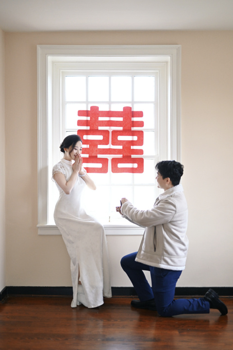 Photograph of a beautiful couple getting engaged