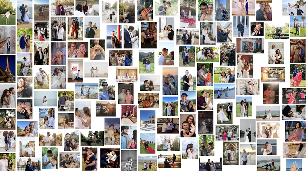 collage of pics of all couples who've trusted Eravos to make their engagement rings over the years!